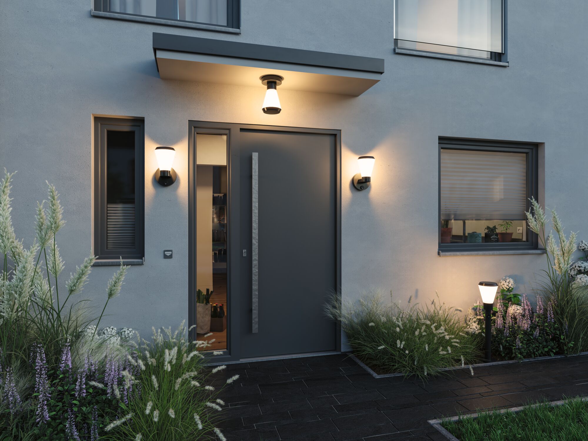 ModuShine Schirm Varino IP44 rund Anthrazit/Weiß