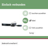 Schwarzes Verbindungskabel mit Steckern, Teil einer modularen Beleuchtungslösung für einfache Installation.