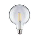 Clear glass LED bulb with visible yellow filaments and E27 base for energy-efficient lighting
