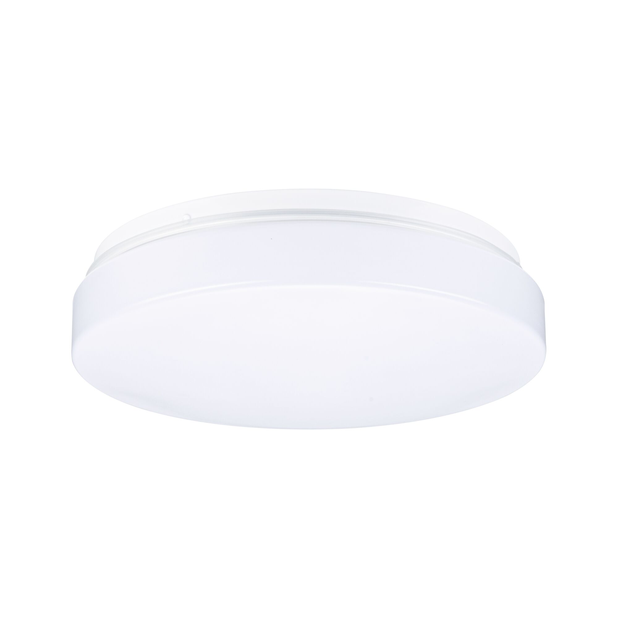 Round white LED ceiling light made of plastic for energy-efficient room lighting