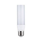 Weiße LED-Lampe mit E27-Fassung aus Kunststoff und Metall für energiesparende Beleuchtung