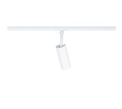 Modern white metal LED spotlight on track system for adjustable lighting solutions