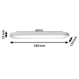 Flat white LED ceiling light 380 mm long and 110 mm wide for modern room lighting solutions