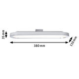 Flat white LED ceiling light 380 mm long and 110 mm wide for modern room lighting solutions