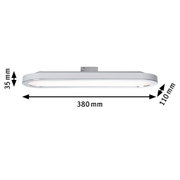 Flat white LED ceiling light 380 mm long and 110 mm wide for modern room lighting solutions