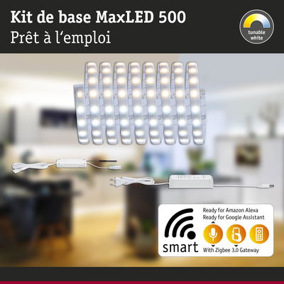 Kit bande LED MaxLED 500 lumière blanche réglable, contrôle intelligent, compatible Alexa et Google Assistant