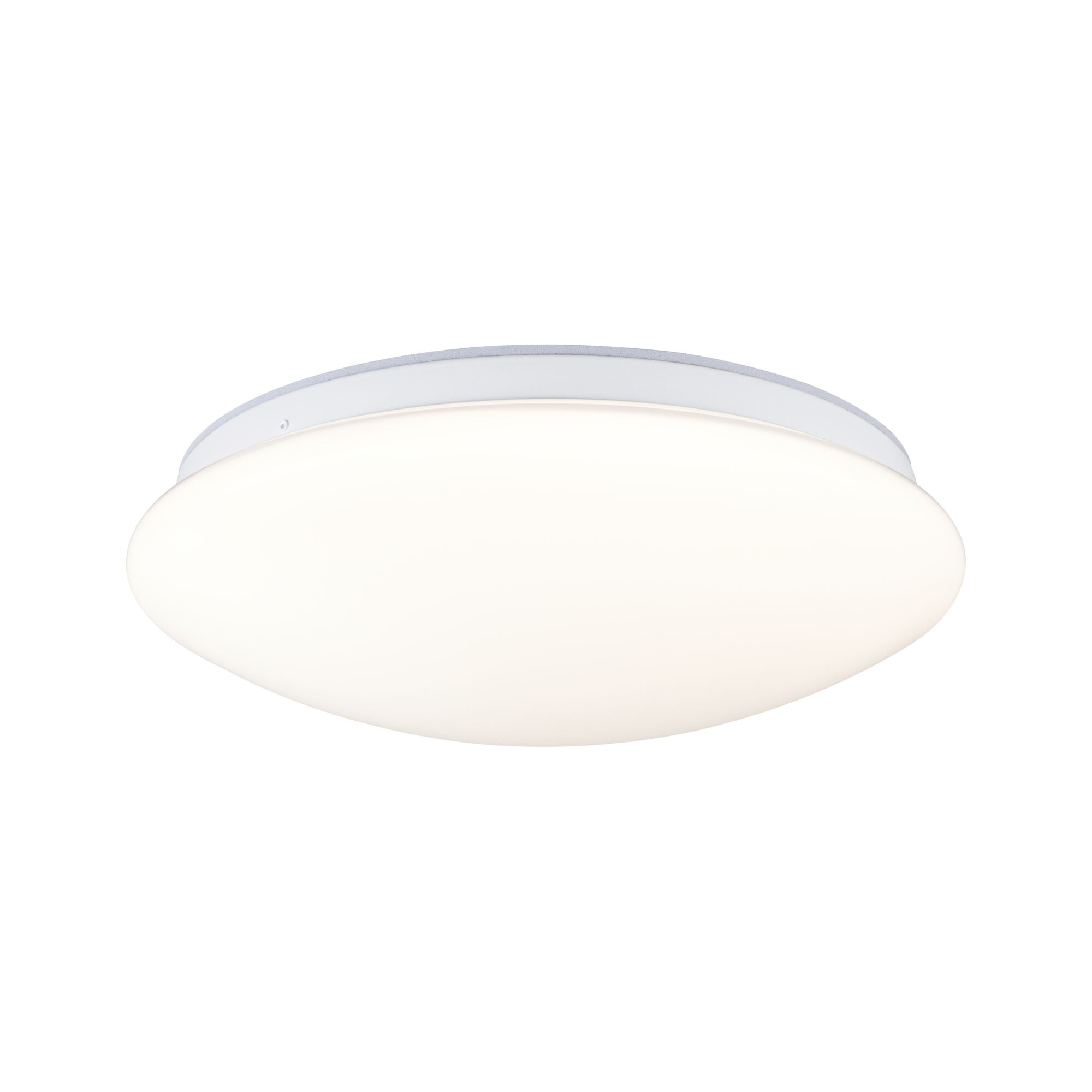 Round white LED ceiling light with opal plastic diffuser for modern room lighting
