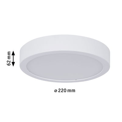 Runde weiße LED-Deckenleuchte aus Kunststoff mit 220 mm Durchmesser und 62 mm Höhe