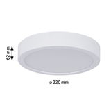Plafonnier LED rond blanc en plastique, diamètre 220 mm et hauteur 62 mm