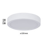 Runde weiße LED-Deckenleuchte aus Kunststoff mit 220 mm Durchmesser und 62 mm Höhe