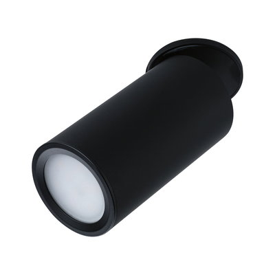 Schwarzer zylindrischer LED-Deckenstrahler aus Metall für moderne Innenbeleuchtung
