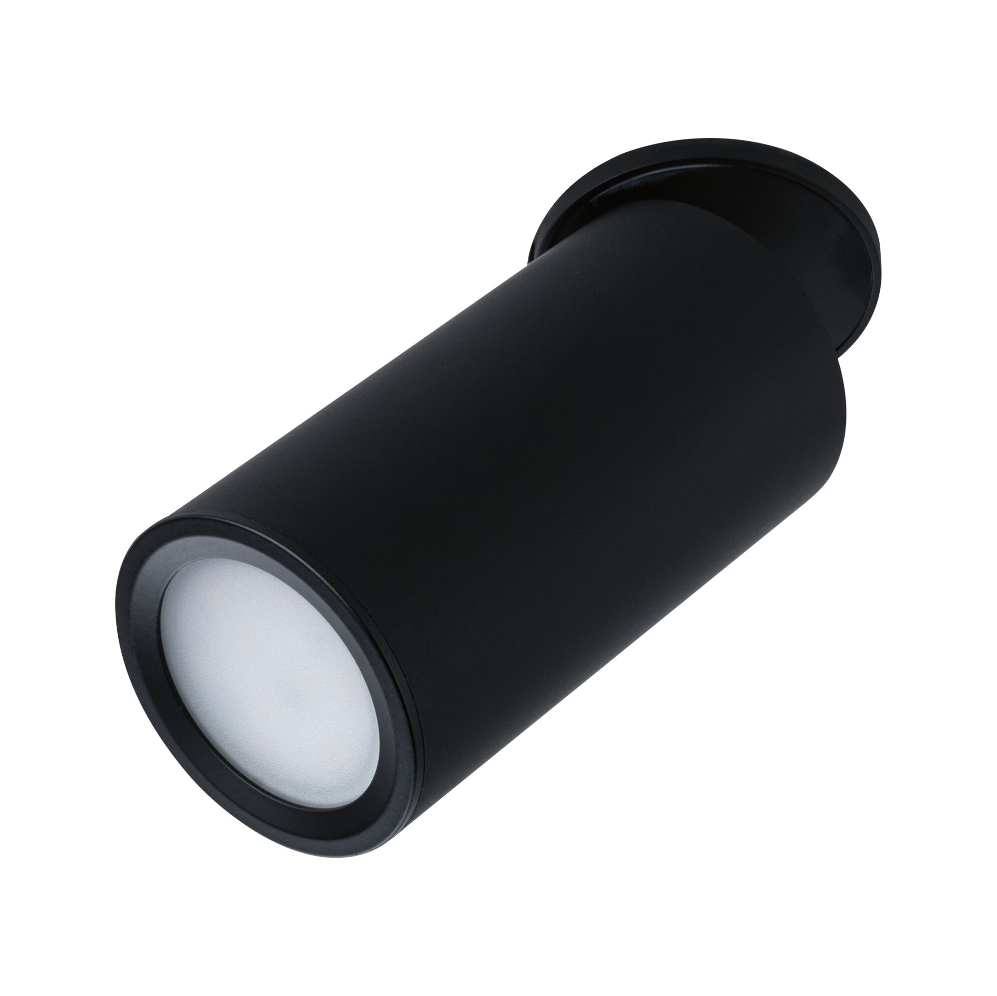 Zwarte cilindervormige metalen LED-plafondspot voor moderne binnenverlichting