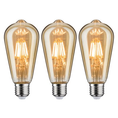 Trois ampoules LED vintage en verre ambré avec culot E27 pour éclairage décoratif chaleureux
