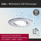 Spot LED encastré rond avec technologie WhiteSwitch et couleur de lumière blanche réglable de 3000K à 6500K