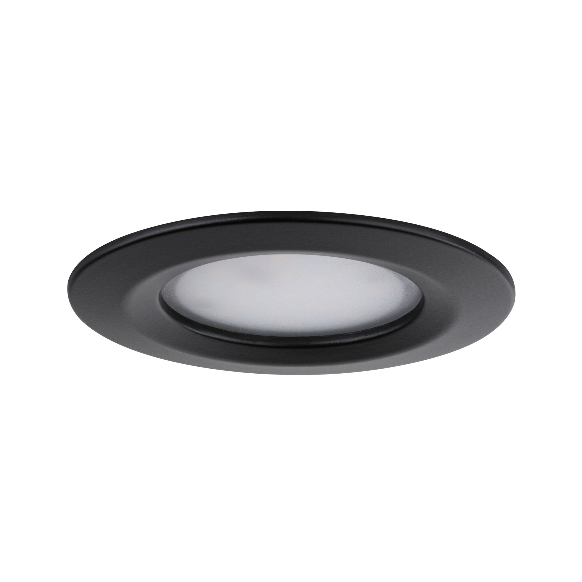 Round black LED recessed panel with frosted cover for energy-efficient room lighting