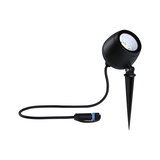 Black LED garden spotlight with ground spike and cable for outdoor lighting and garden light