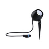 Black LED garden spotlight with ground spike and cable for outdoor lighting and garden light