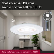 Spot encastré LED Nova blanc avec réflecteur LED plat GU10 et lumière blanc neutre 4000K