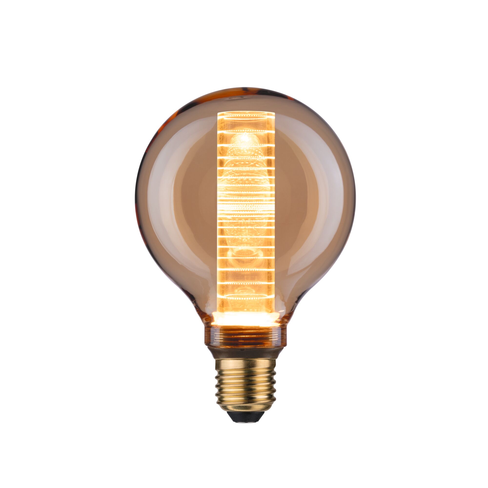 Inner Glow Edition LED Globe Innenkolben Ringmuster E27 230V 230lm 4W 1800K Gold Runde LED-Glühbirne mit bernsteinfarbenem Glas und warmweißem Licht für dekorative Beleuchtung