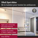 URail Spot Aldan spot LED avec commande de lumière blanche 2700K à 6500K dans une chambre moderne