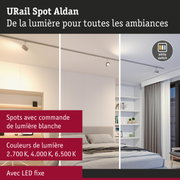 URail Spot Aldan spot LED blanc avec couleurs de lumière réglables et interrupteur blanc