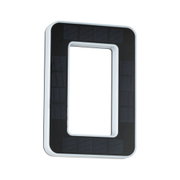 Rectangular white LED frame with black solar panels for energy-efficient lighting