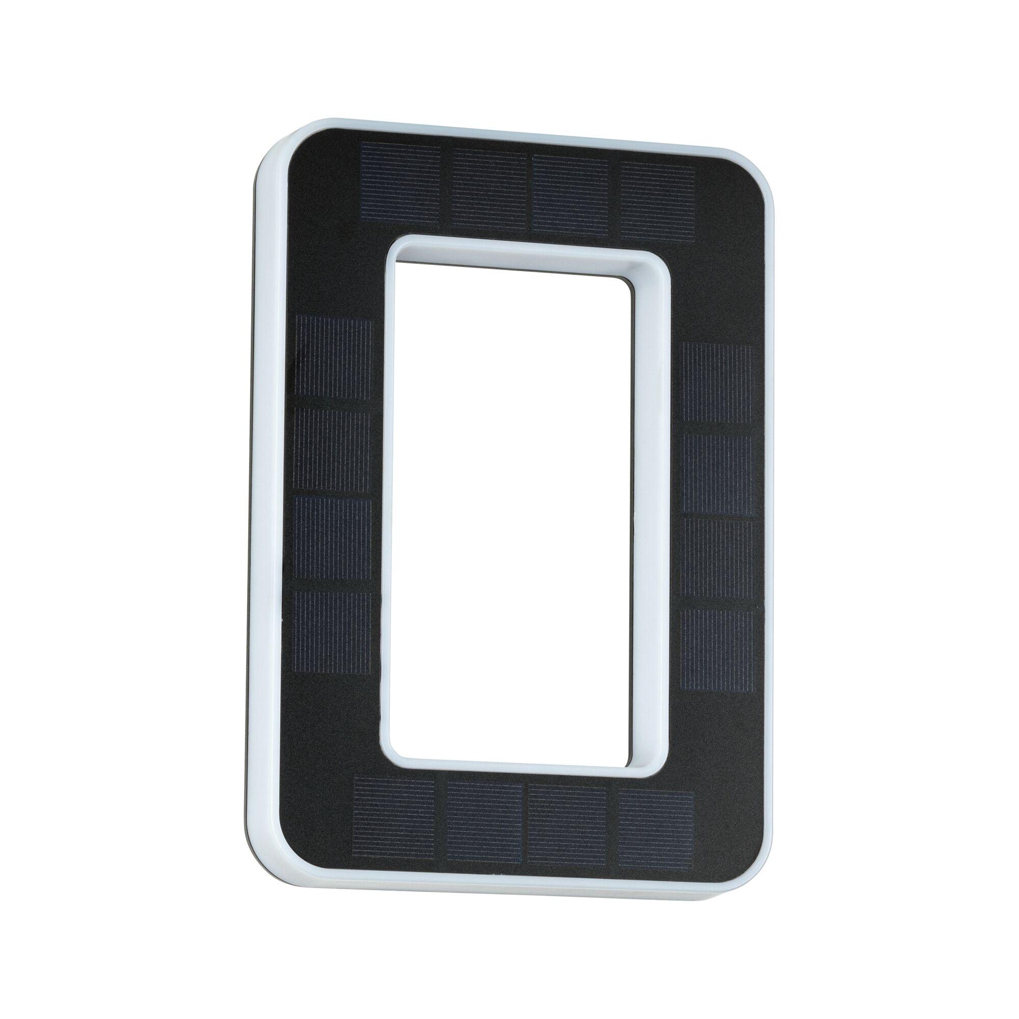 Rectangular white LED frame with black solar panels for energy-efficient lighting