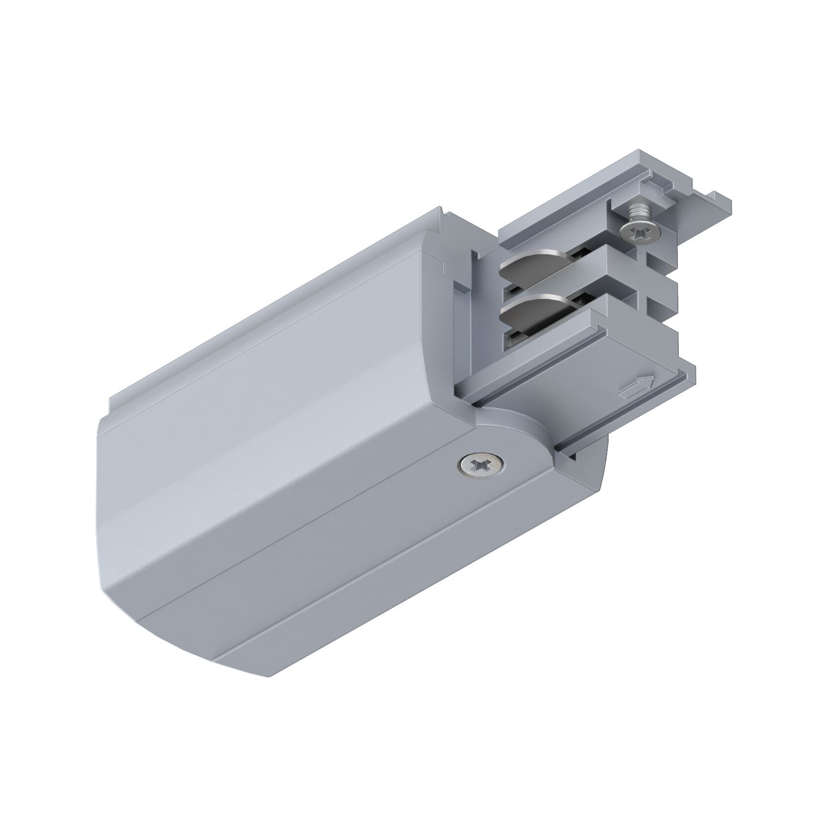 Graues Aluminium-Gehäuse mit Schrauben und Steckverbindung für LED-Schienenbeleuchtung