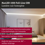 MaxLED 1000 Full-Line COB bande LED avec lumière homogène dans une chambre moderne pour éclairage d’ambiance