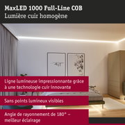 Chambre moderne avec bande LED MaxLED 1000 Full-Line COB au plafond blanc pour un éclairage homogène