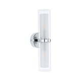 Moderne chromen wandlamp met cilindrisch transparant glas voor binnenverlichting