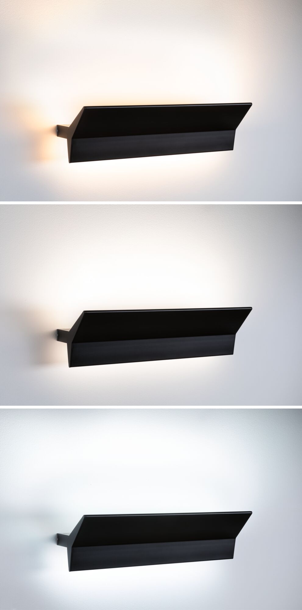 Applique murale moderne en aluminium noir avec éclairage LED blanc chaud indirect pour intérieur