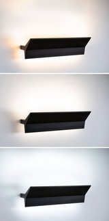 Applique murale moderne en aluminium noir avec éclairage LED blanc chaud indirect pour intérieur
