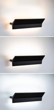 Moderner schwarzer Aluminium-Wandleuchter mit indirektem warmweißem LED-Licht für Wohnräume