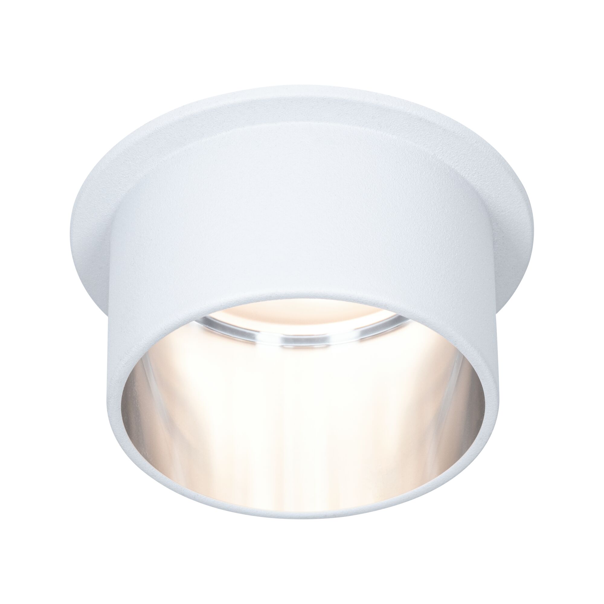 Runder weißer LED-Deckenaufbauleuchte aus Metall mit warmweißem Licht für moderne Innenräume