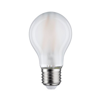 Frosted white LED bulb with E27 base made of glass and metal for energy-saving lighting
