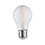Ampoule LED blanche givrée avec culot E27 en verre et métal pour éclairage économique