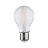Mat witte LED-lamp met E27-fitting van glas en metaal voor energiezuinige verlichting