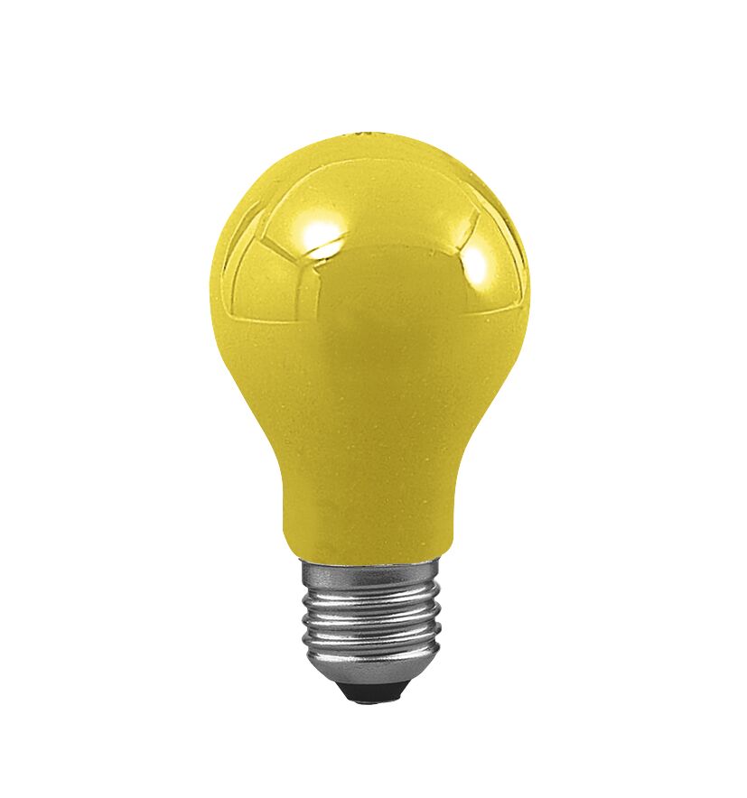 Gele LED-lamp met E27 metalen fitting en kunststof behuizing voor decoratieve verlichting