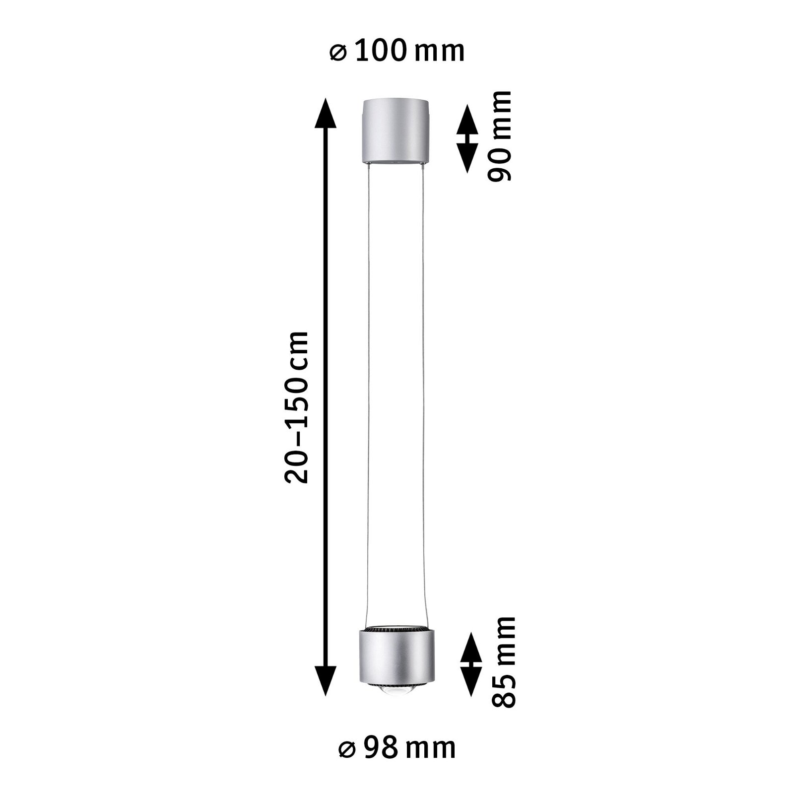 URail LED Pendel Aldan 880lm / 480lm 8,5 / 1x4,5W 2700K dimmbar 230V Chrom matt/Schwarz