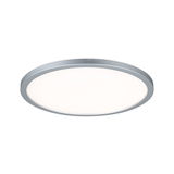 Round LED ceiling light with silver aluminum frame and white diffuser for modern room lighting