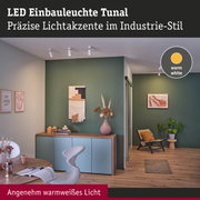 LED Einbauleuchte Tunal in Weiß mit warmweißem Licht für präzise Lichtakzente im Industrie-Stil