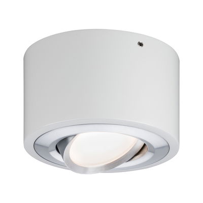 Ronde witte metalen plafondlamp met verstelbare LED-spot en aluminium ring voor woonruimtes