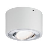 Rund hvid metal loftslampe med justerbar LED-spot og aluminiumsring til opholdsrum