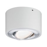 Plafonnier rond blanc en métal avec spot LED orientable et anneau en aluminium pour intérieur