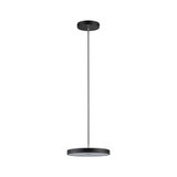 Suspension LED noire en métal avec diffuseur rond pour intérieur moderne et éclairage économique