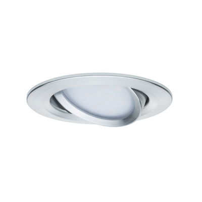 Spot encastré rond en aluminium brossé argenté avec LED orientable pour montage au plafond