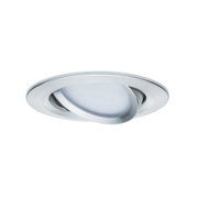 Runder Einbaustrahler aus gebürstetem Aluminium in Silber mit weißem Diffusor für LED-Beleuchtung