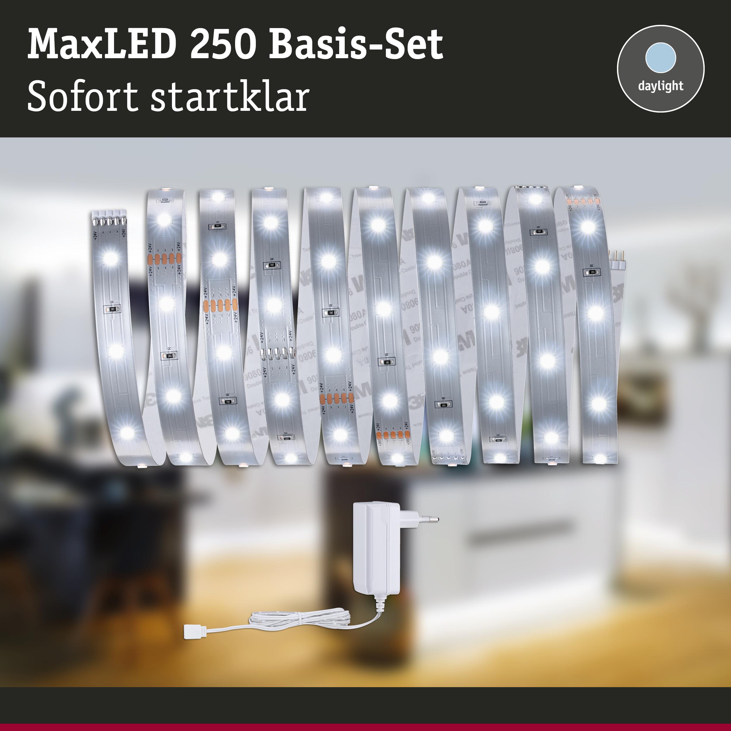 MaxLED 250 Basis-Set mit flexiblen LED-Streifen in Tageslichtweiß und Netzteil für einfache Beleuchtung