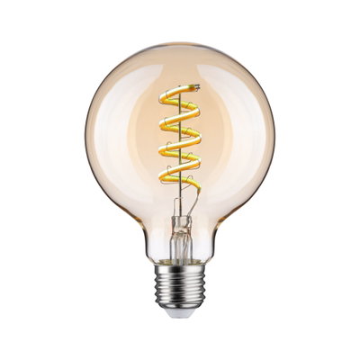 Ronde LED-lamp met spiraalvormig gloeidraad in amberkleur voor decoratieve verlichting en energiebesparing